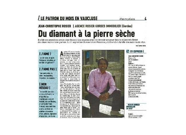 Jean-Christophe Rosier, Director of the Month in Vaucluse Matin