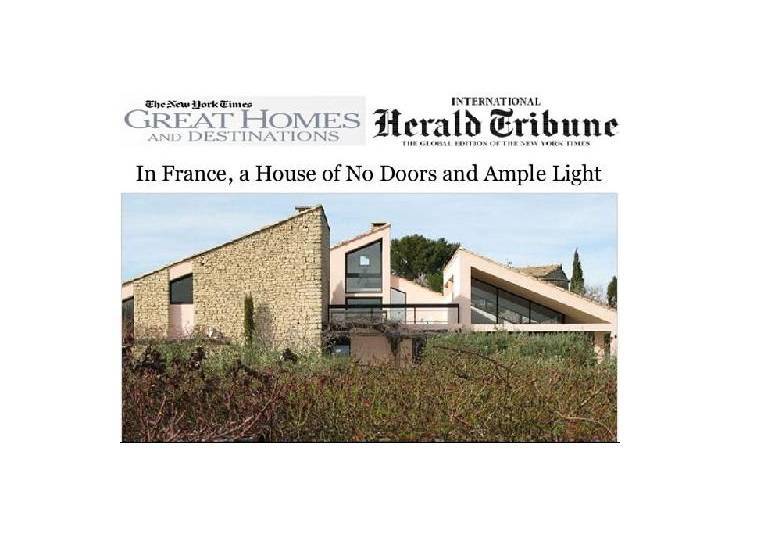 Article about a house in Gordes published in The International Herald Tribune and The New York Times