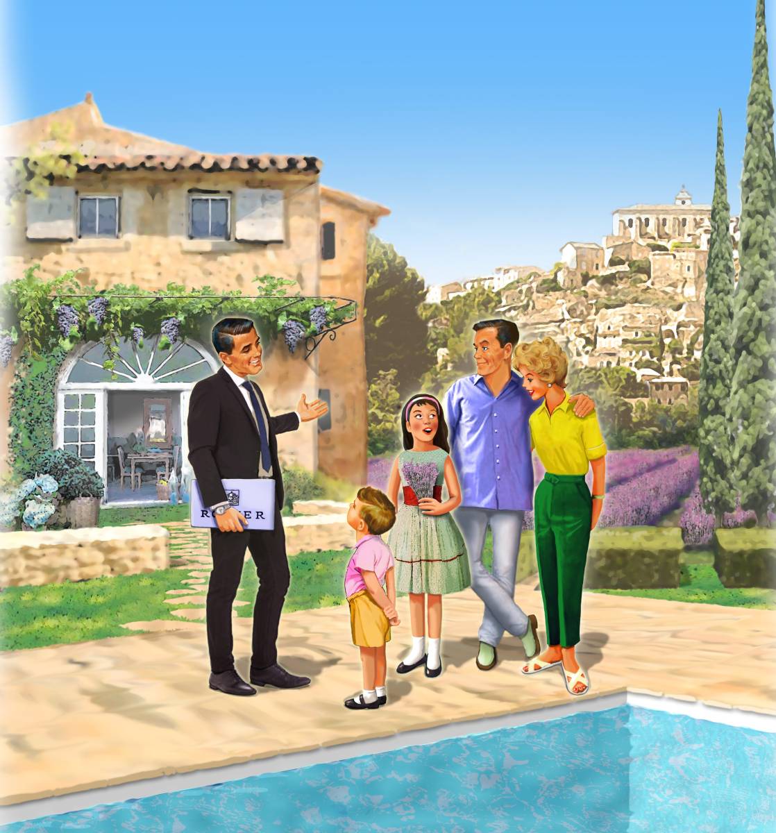 ROSIER - vintage drawing in Provence by Gordes