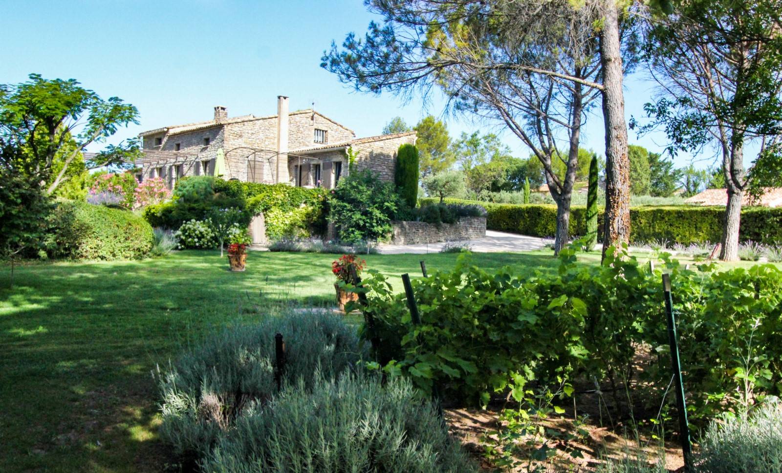 For sale in Gordes, renovated stone house with pool and landscaped garden offering a wonderful view 