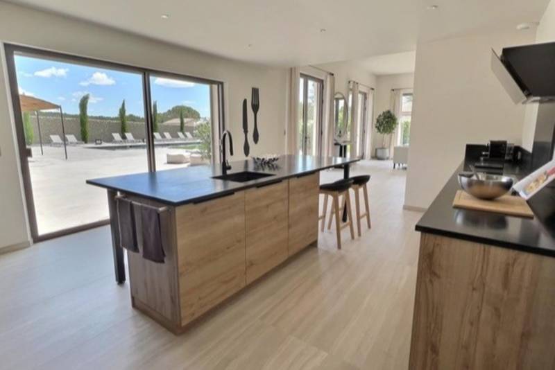 contemporary villa rental with heated pool and pool-house