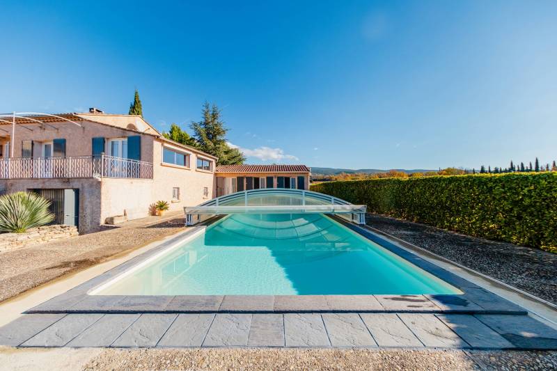 Large 10×5 m private swimming pool surrounded by a sun-drenched terrace, offering total privacy and no overlooking neighbors.