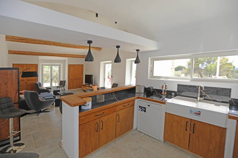 For rent, traditional Provençal stone house near the village of Gordes with pool and panoramic valley views.