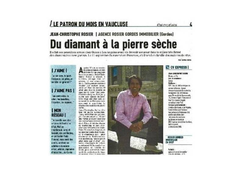 Jean-Christophe Rosier, Director of the Month in Vaucluse Matin