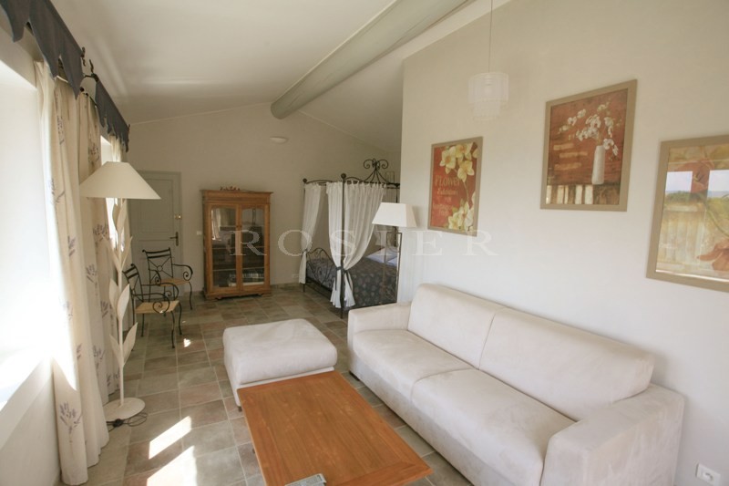 Provence, for sale in Luberon, on the outskirts of the village of Gordes, large stone house comprising two buildings with views on the Luberon