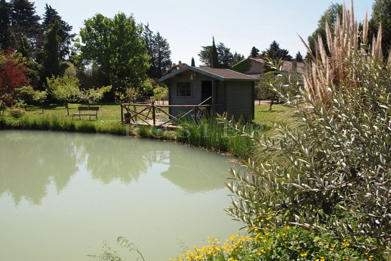 Provencal house with a large pond and a swimming pool