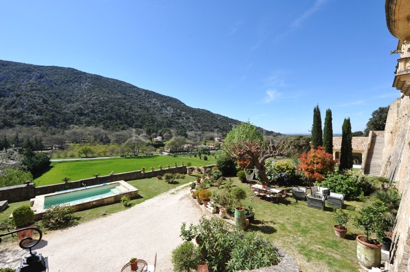 Luberon, for sale, superb stone village house with garden, swimming pool, views on the provençal countryside