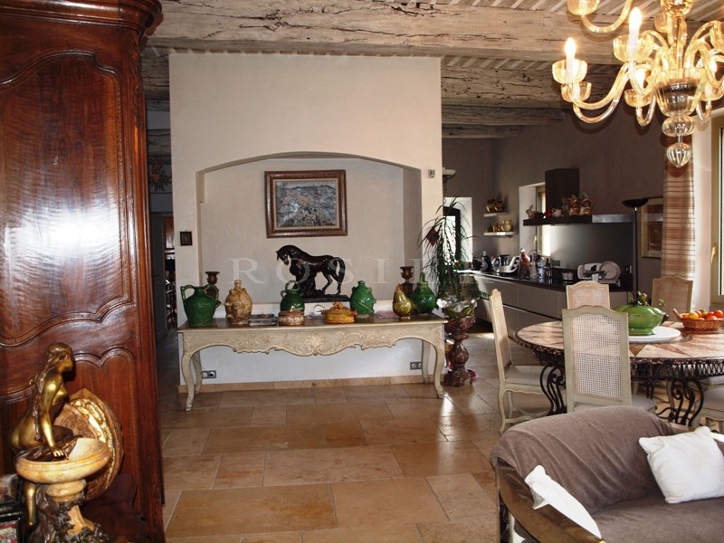 Luberon, for sale, superb stone village house with garden, swimming pool, views on the provençal countryside