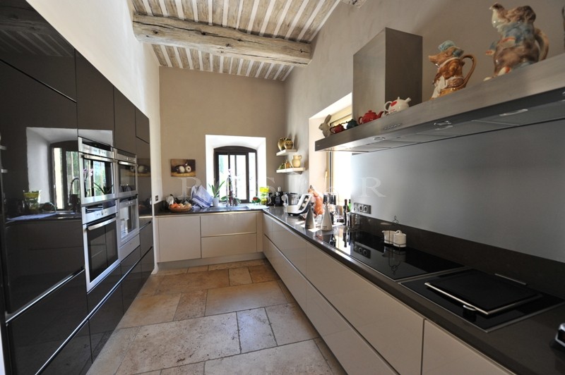 Luberon, for sale, superb stone village house with garden, swimming pool, views on the provençal countryside