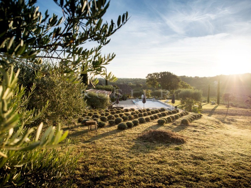 For sale in the golden triangle of Luberon, property with main house, guest house and 2 cottages, view 360 °, swimming pool and garden. 