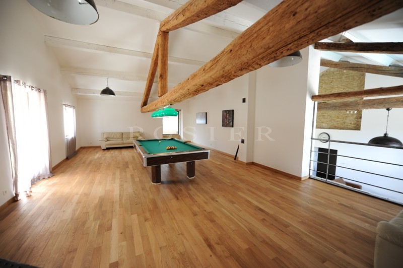 For sale, near Avignon, former factory entirely renovated, very contemporary with patio, fountain and swimming pool