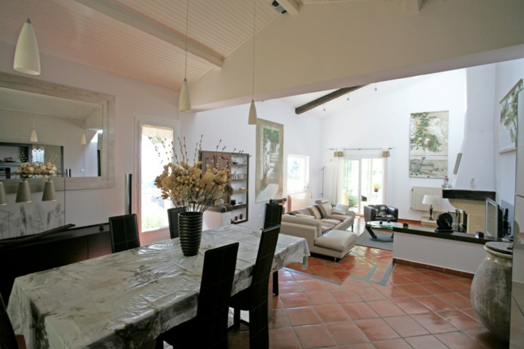Comtat Venaissin, near Avignon, for sale, nice stone house, built on a high position overlooking the valley with garden and swimming pool