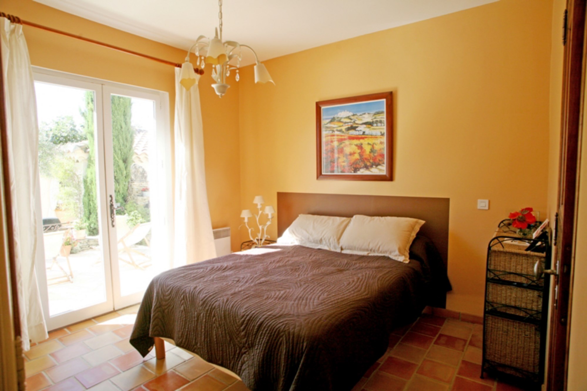 Near Gordes in Luberon, for sale, lovely house with terrace, garden, swimming pool, facing the Luberon offering stunning views