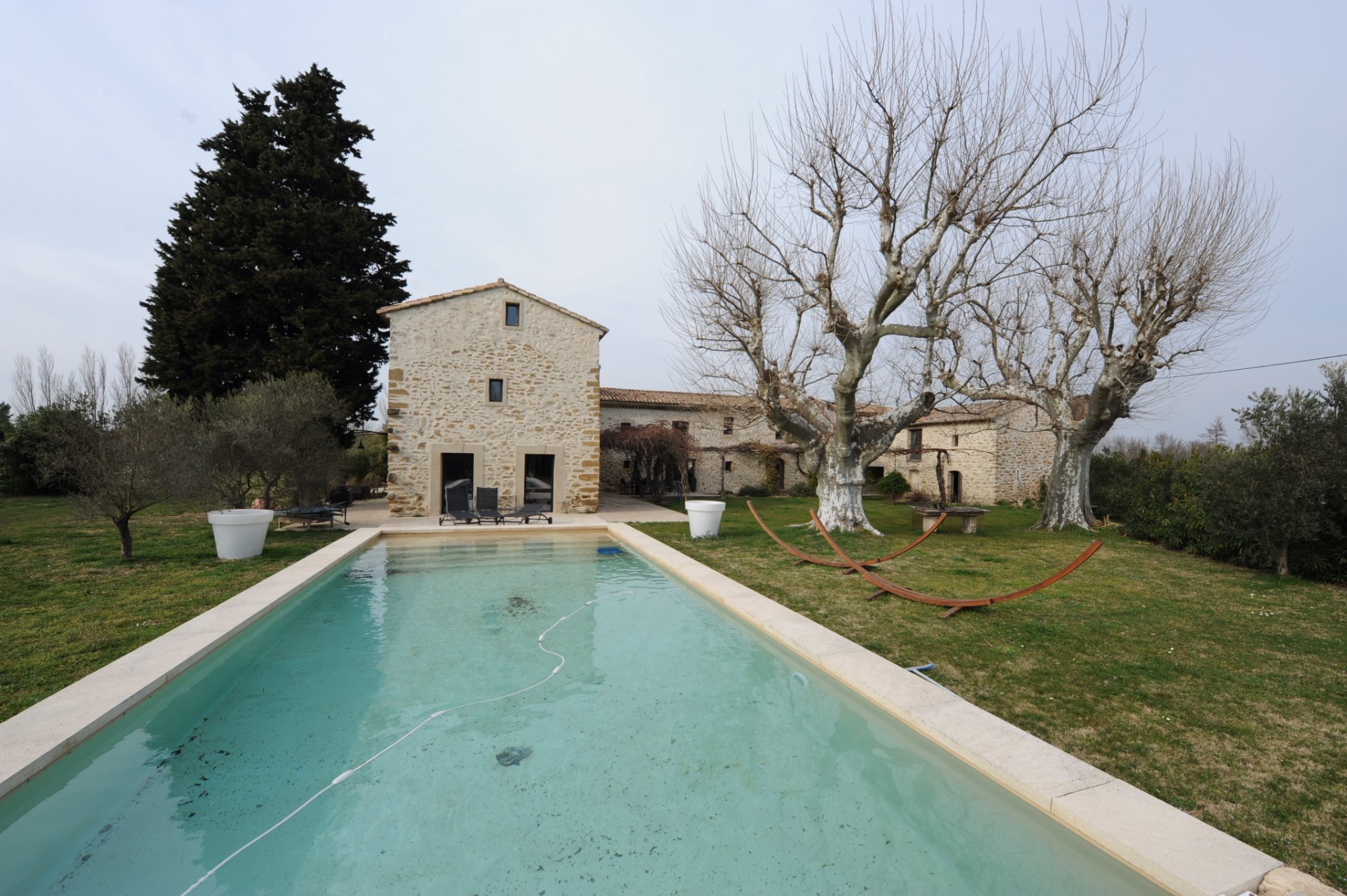 For sale, near Avignon, provençal farmhouse of XIXth century, in stones, on 4 hectares park with swimming pool