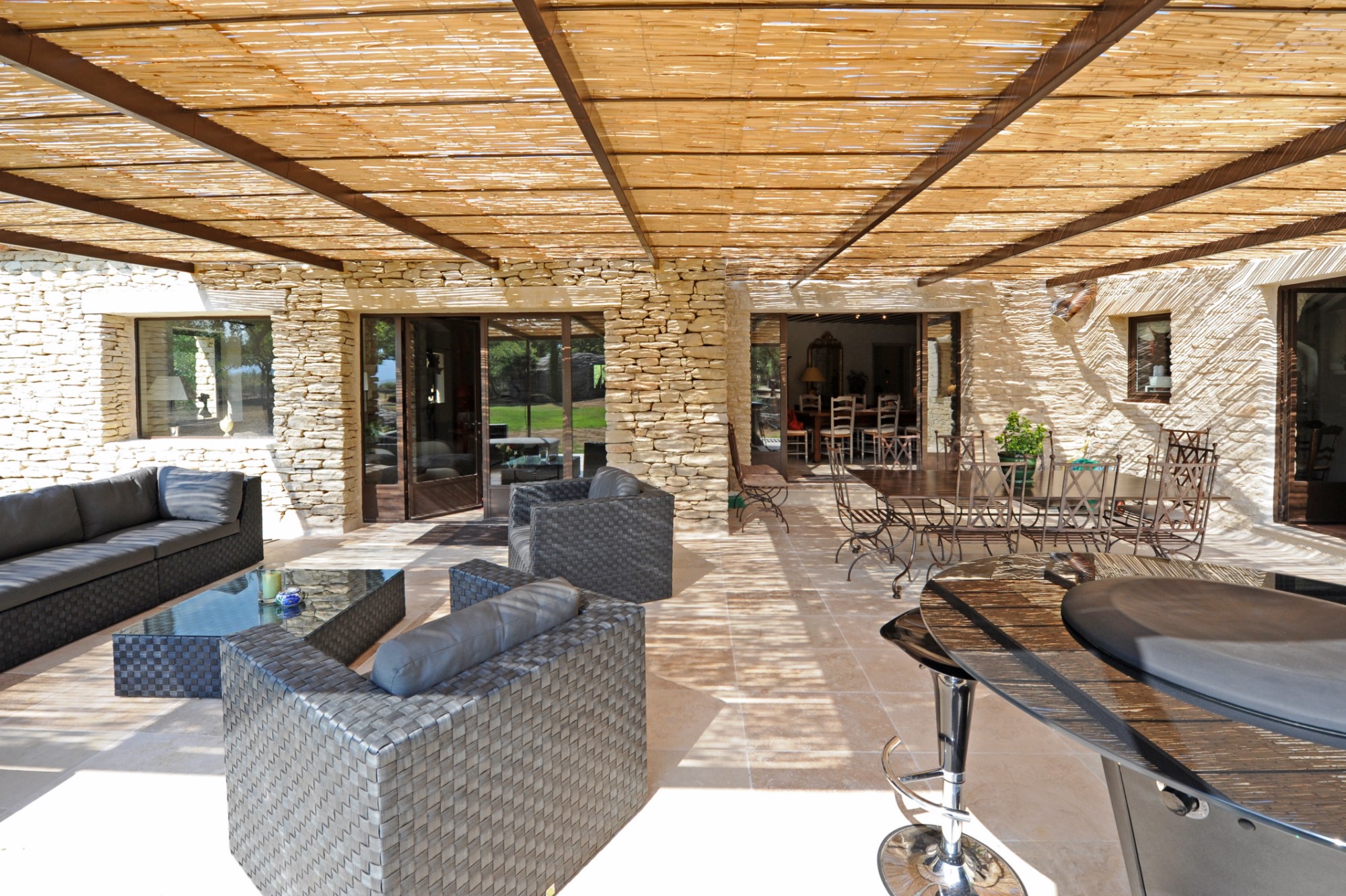 South facing stone built property on almost 7.5 acres with views over the Luberon for sale in Provence 
